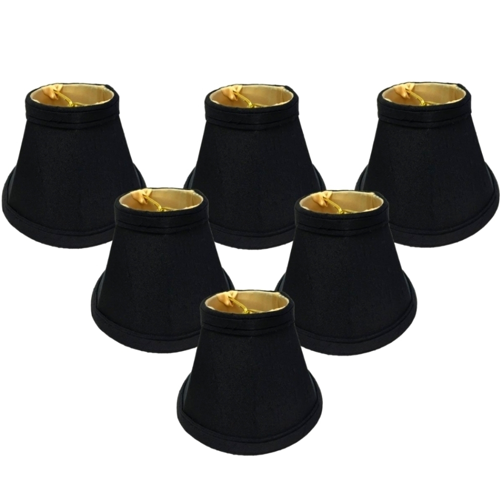 Chandelier Shade w/Flame Clip, CS-104BLK/GL-6, Black/Gold, 3 x 6 x 4.25, 6 pack